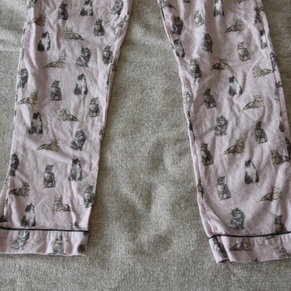 P.J. Salvage Pink Feline Cats Soft Pajamas Set with Gray Trim Size S - Picture 11 of 14